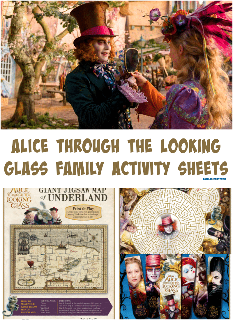 Alice Through the Looking Glass Family Activity Sheets. Find them at DadBlogsAbout.com